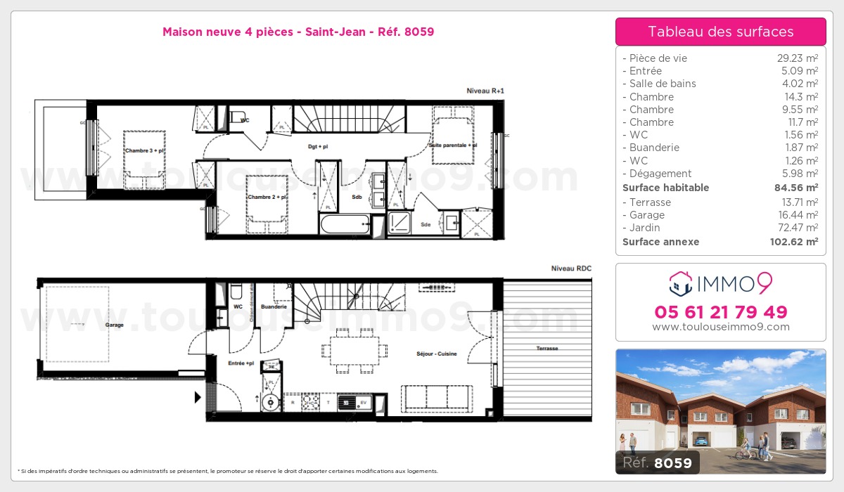 Plan et surfaces, Programme neuf Saint-Jean Référence n° 8059