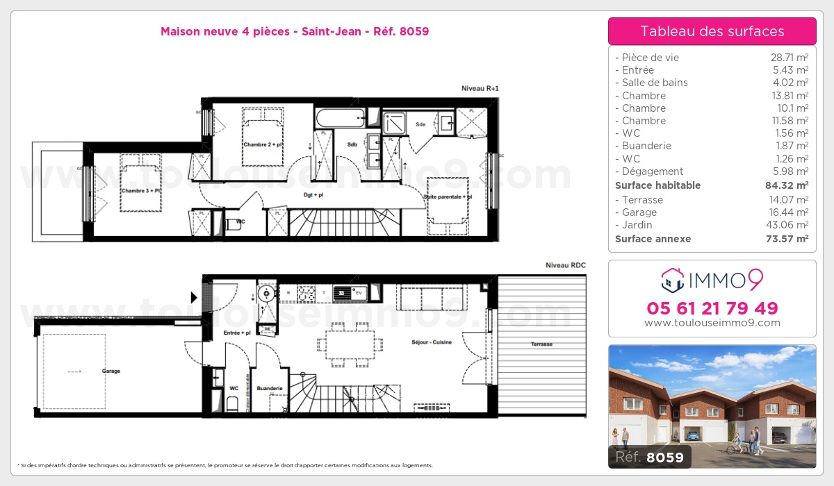 Plan et surfaces, Programme neuf Saint-Jean Référence n° 8059