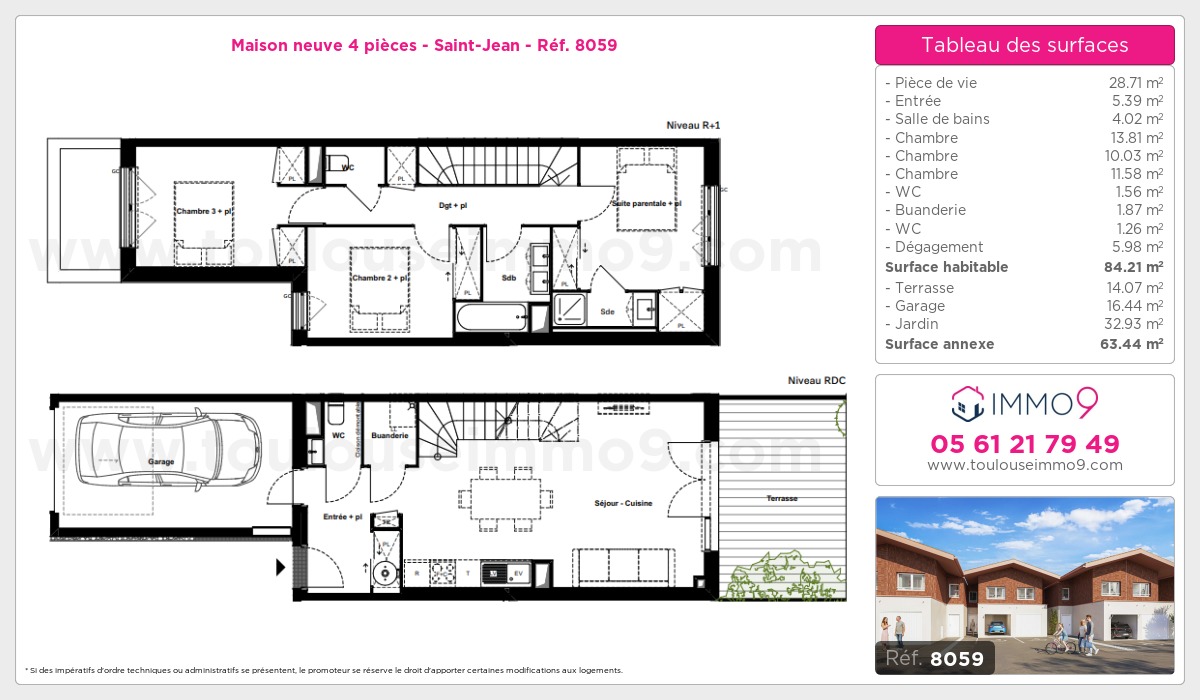 Plan et surfaces, Programme neuf Saint-Jean Référence n° 8059