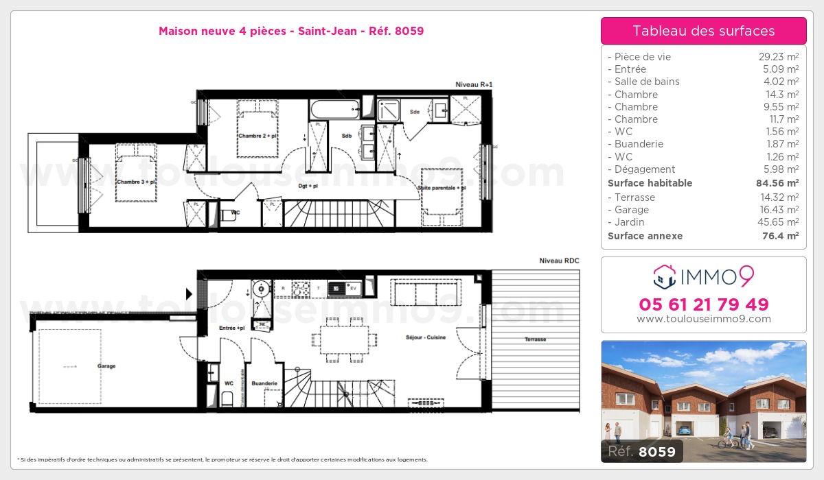 Plan et surfaces, Programme neuf Saint-Jean Référence n° 8059