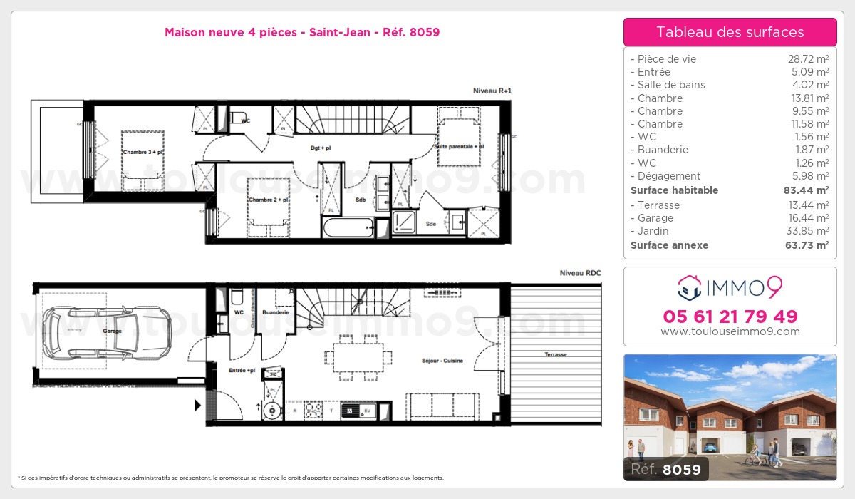 Plan et surfaces, Programme neuf Saint-Jean Référence n° 8059