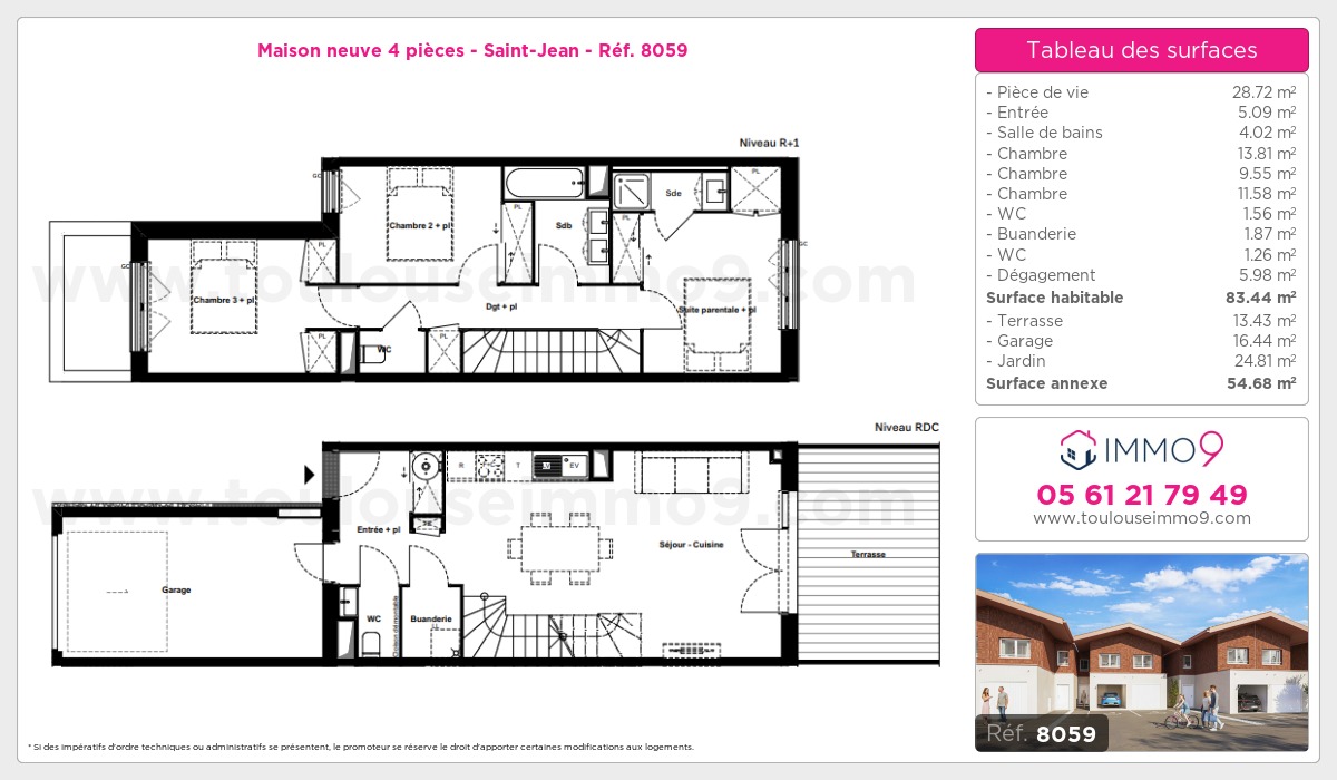 Plan et surfaces, Programme neuf Saint-Jean Référence n° 8059