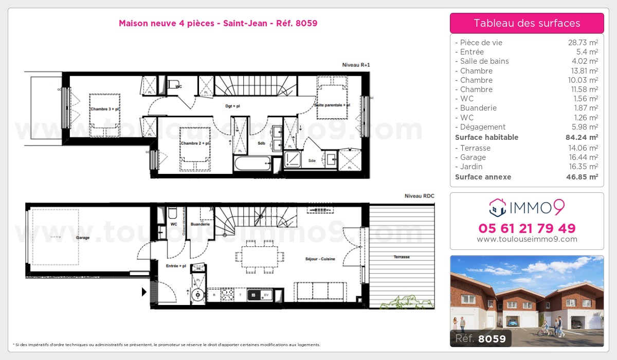 Plan et surfaces, Programme neuf Saint-Jean Référence n° 8059