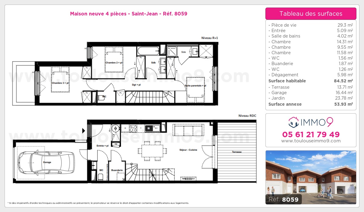 Plan et surfaces, Programme neuf Saint-Jean Référence n° 8059