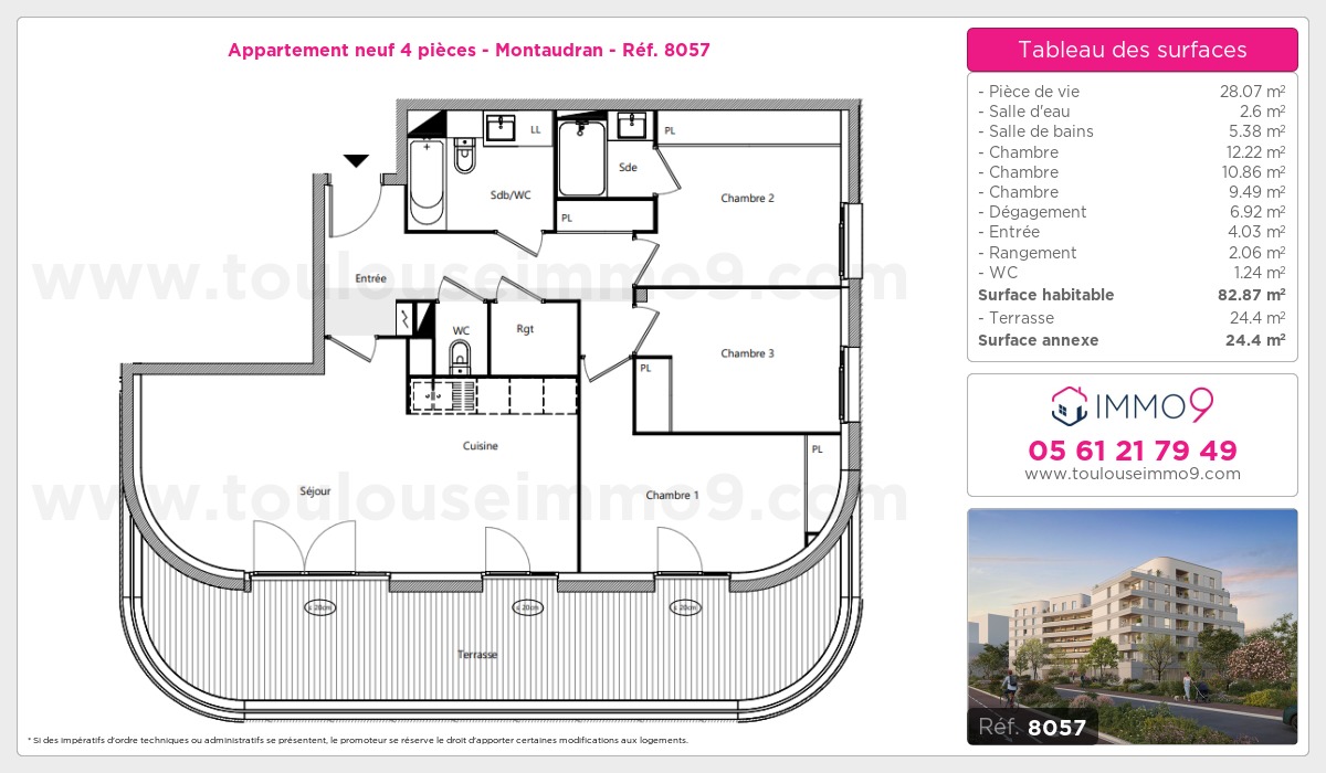 Plan et surfaces, Programme neuf Toulouse : Montaudran Référence n° 8057