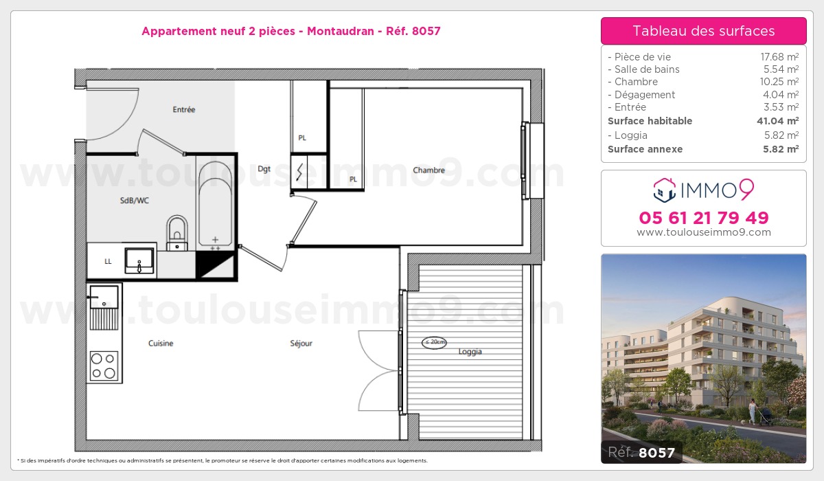 Plan et surfaces, Programme neuf Toulouse : Montaudran Référence n° 8057