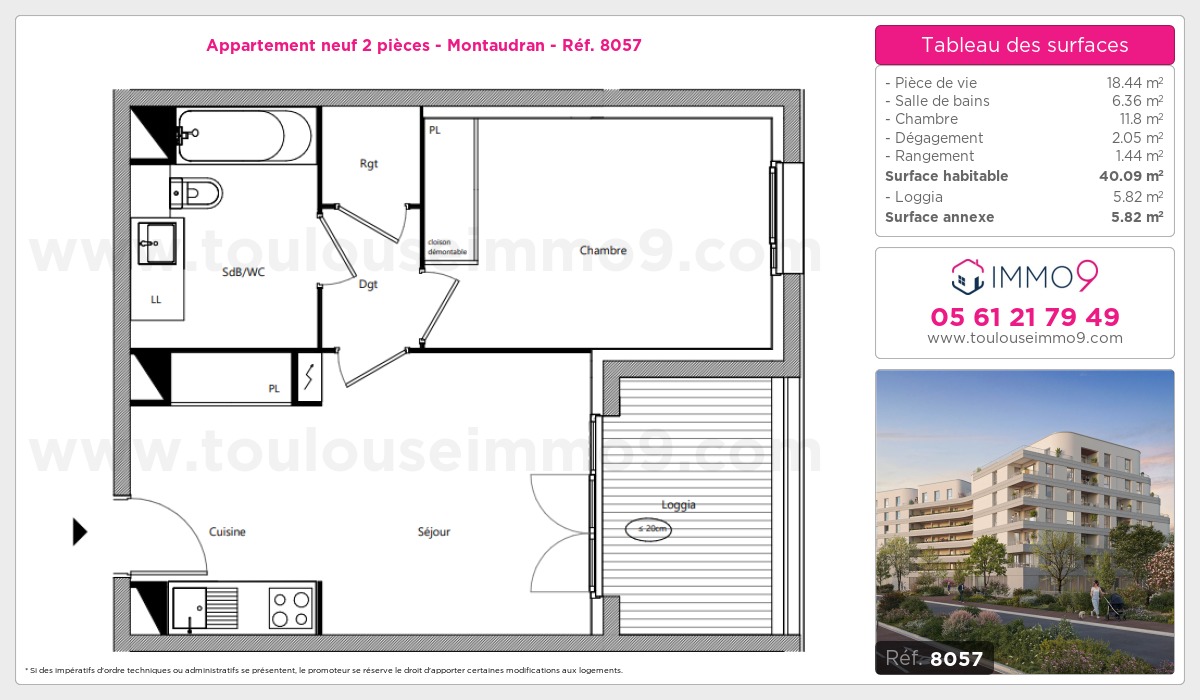Plan et surfaces, Programme neuf Toulouse : Montaudran Référence n° 8057
