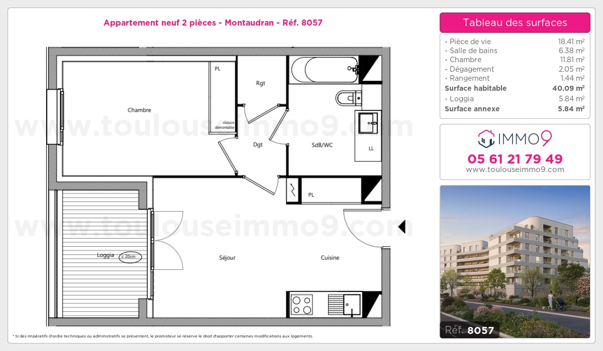 Plan et surfaces, Programme neuf Toulouse : Montaudran Référence n° 8057