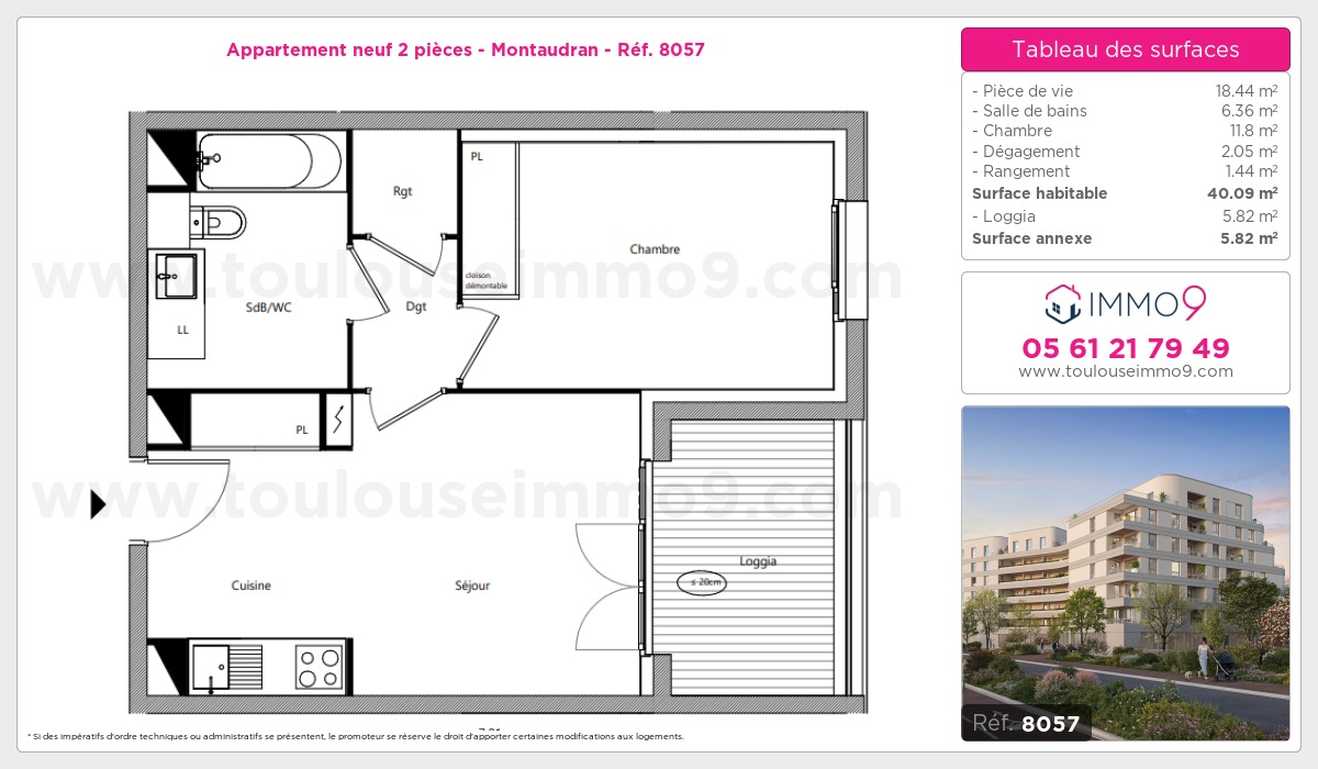 Plan et surfaces, Programme neuf Toulouse : Montaudran Référence n° 8057