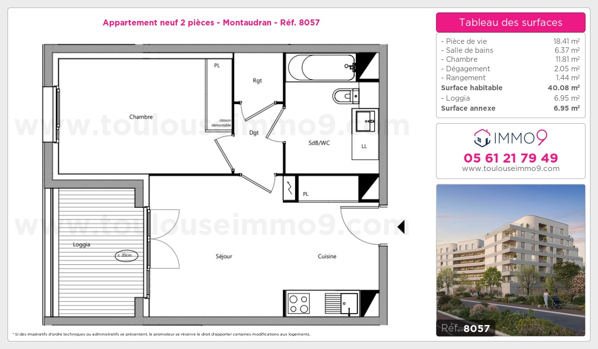 Plan et surfaces, Programme neuf Toulouse : Montaudran Référence n° 8057