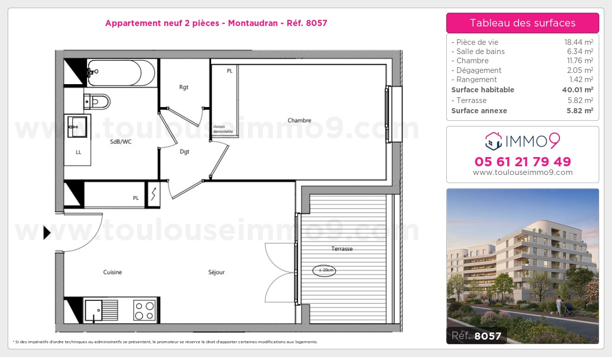 Plan et surfaces, Programme neuf Toulouse : Montaudran Référence n° 8057