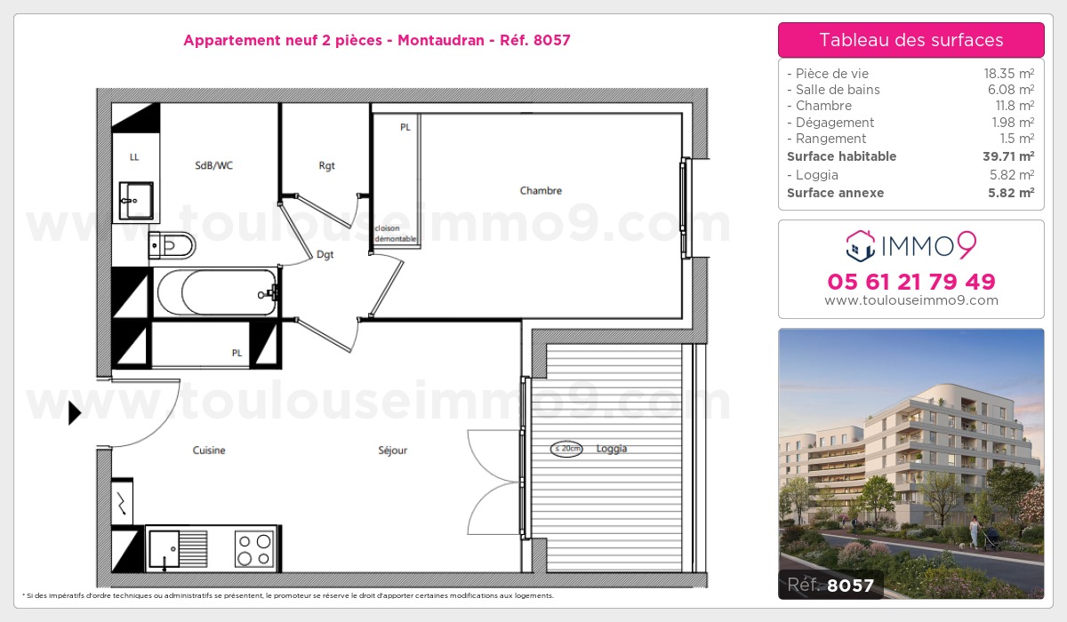Plan et surfaces, Programme neuf Toulouse : Montaudran Référence n° 8057