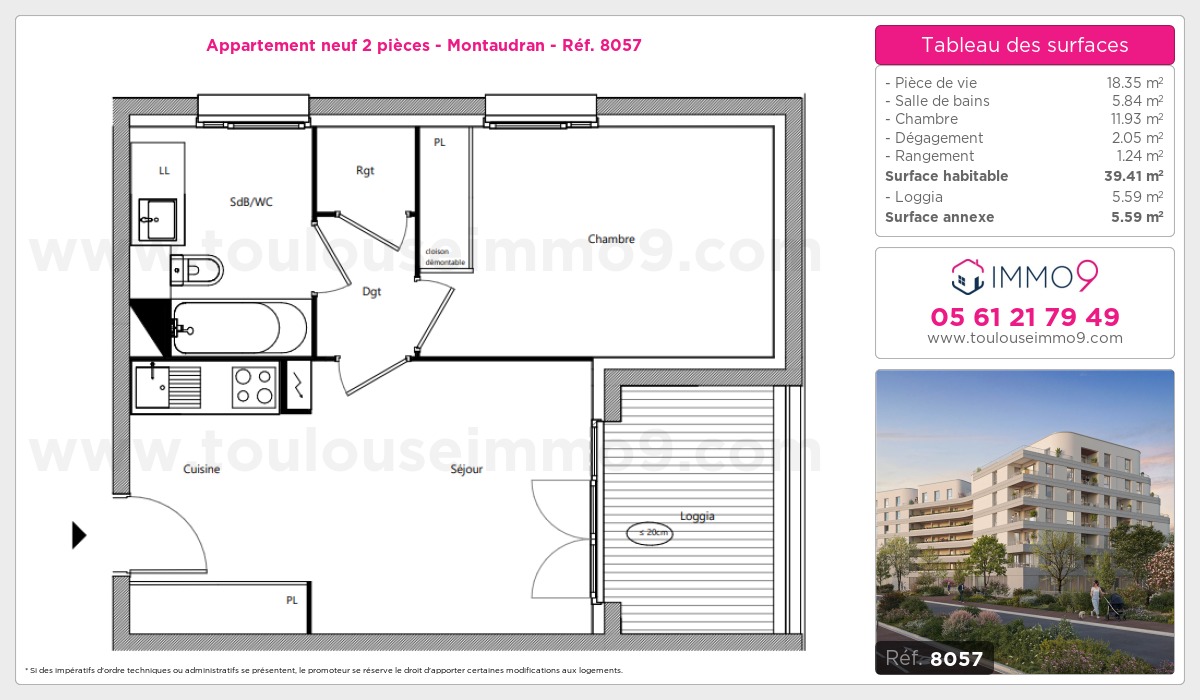 Plan et surfaces, Programme neuf Toulouse : Montaudran Référence n° 8057