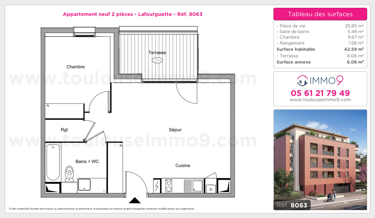 Plan et surfaces, Programme neuf Toulouse : Lafourguette Référence n° 8063