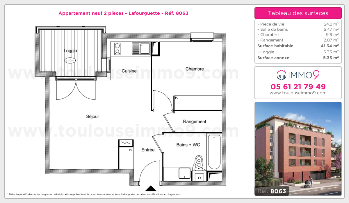 Plan et surfaces, Programme neuf Toulouse : Lafourguette Référence n° 8063