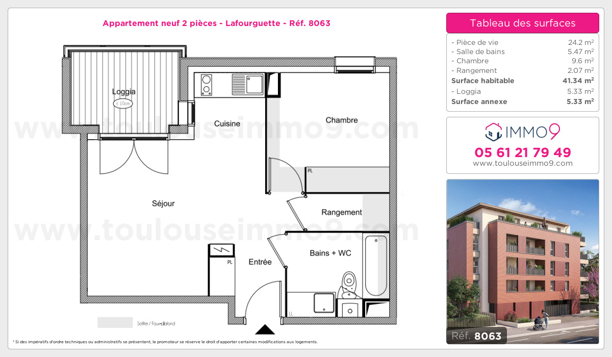 Plan et surfaces, Programme neuf Toulouse : Lafourguette Référence n° 8063