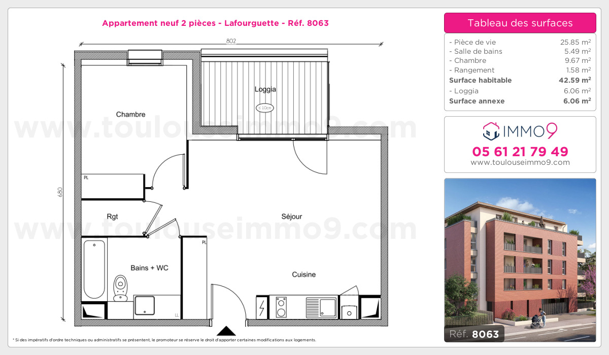 Plan et surfaces, Programme neuf Toulouse : Lafourguette Référence n° 8063