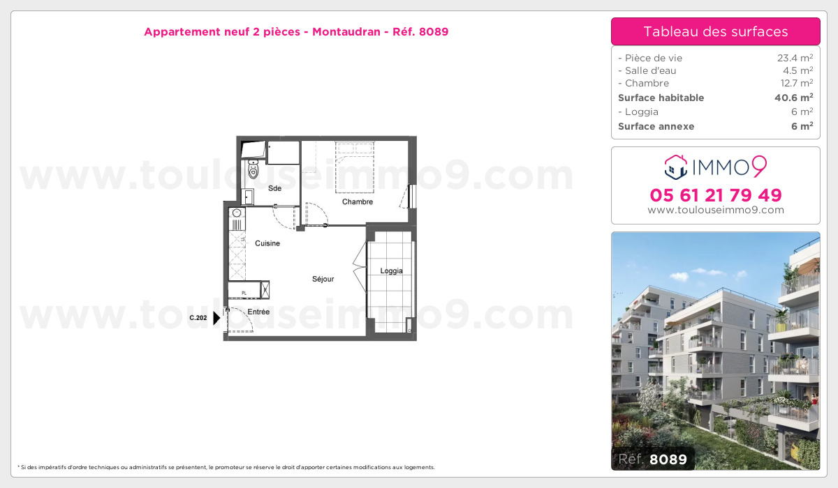 Plan et surfaces, Programme neuf Toulouse : Montaudran Référence n° 8089