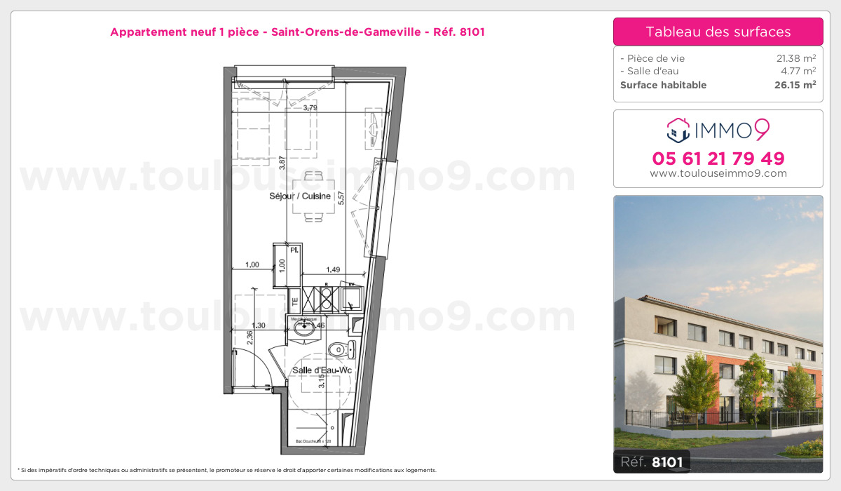 Plan et surfaces, Programme neuf Saint-Orens-de-Gameville Référence n° 8101