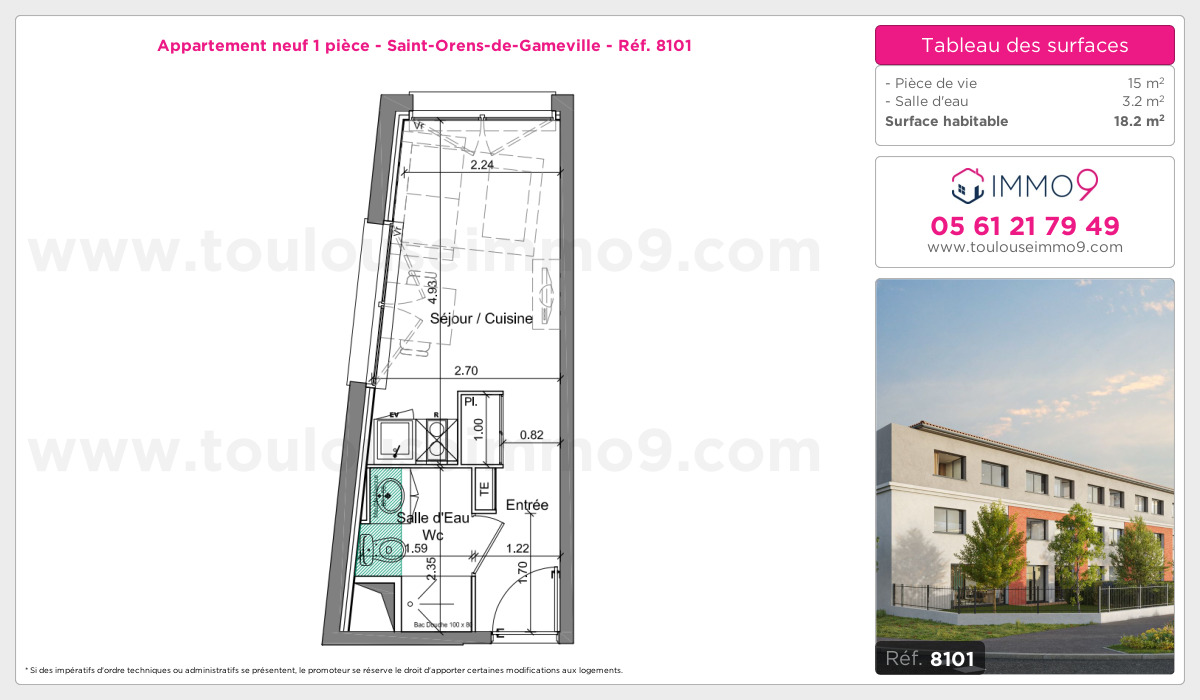 Plan et surfaces, Programme neuf Saint-Orens-de-Gameville Référence n° 8101