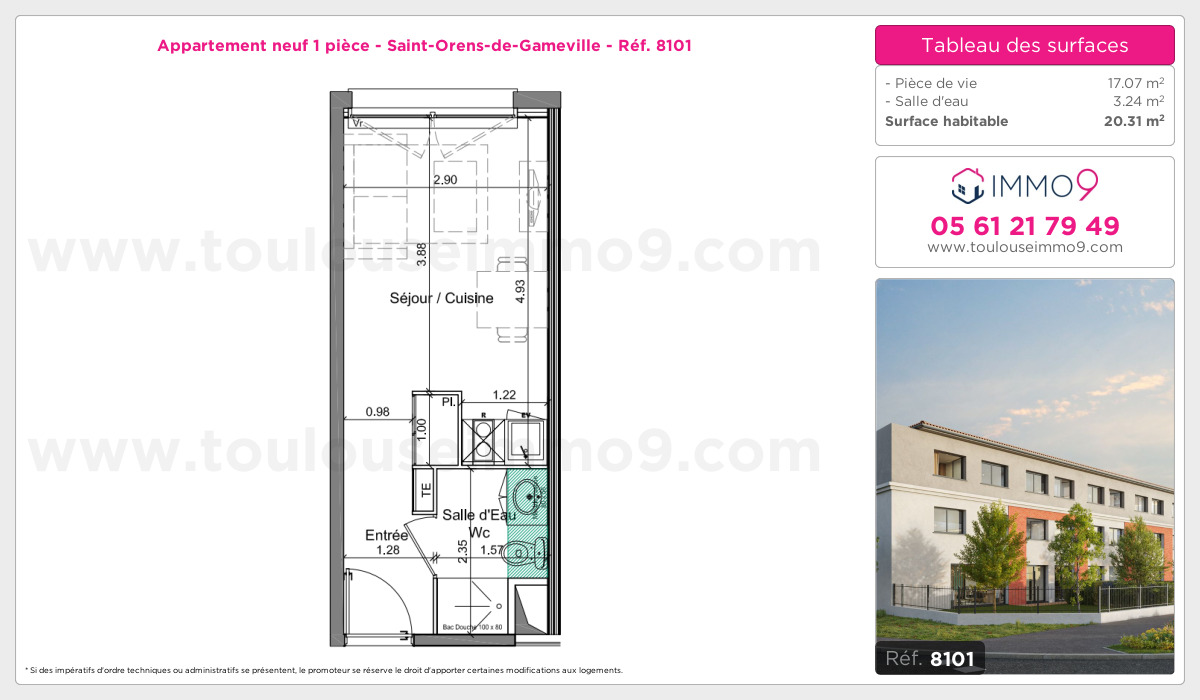 Plan et surfaces, Programme neuf Saint-Orens-de-Gameville Référence n° 8101