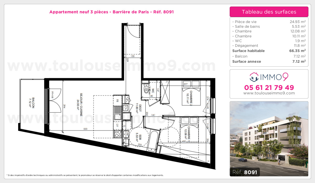Plan et surfaces, Programme neuf Toulouse : Barrière de Paris Référence n° 8091