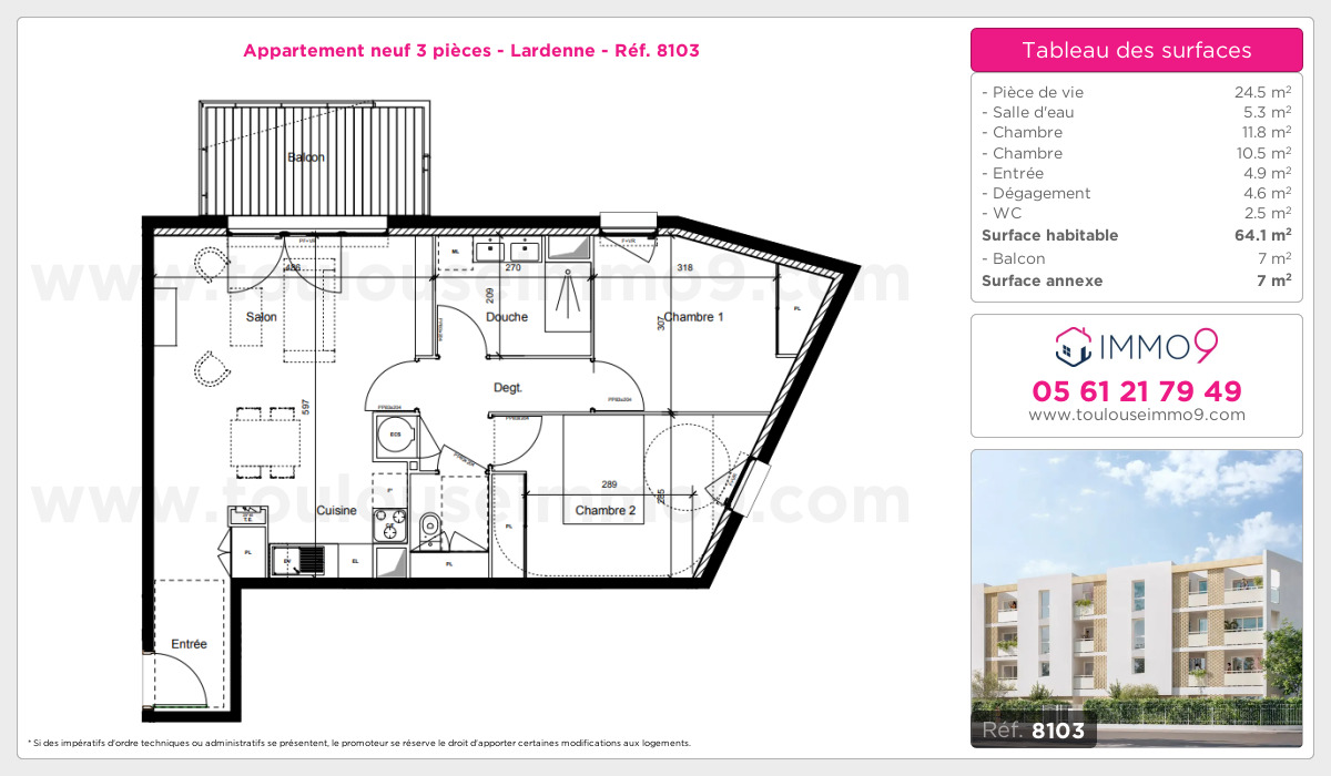 Plan et surfaces, Programme neuf Toulouse : Lardenne Référence n° 8103
