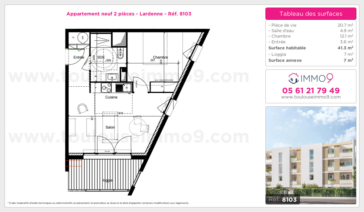 Plan et surfaces, Programme neuf Toulouse : Lardenne Référence n° 8103