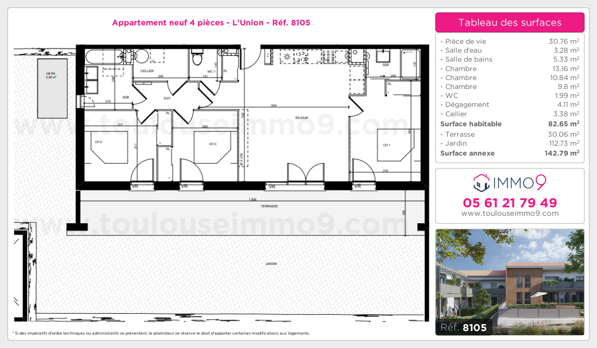 Plan et surfaces, Programme neuf L'Union Référence n° 8105