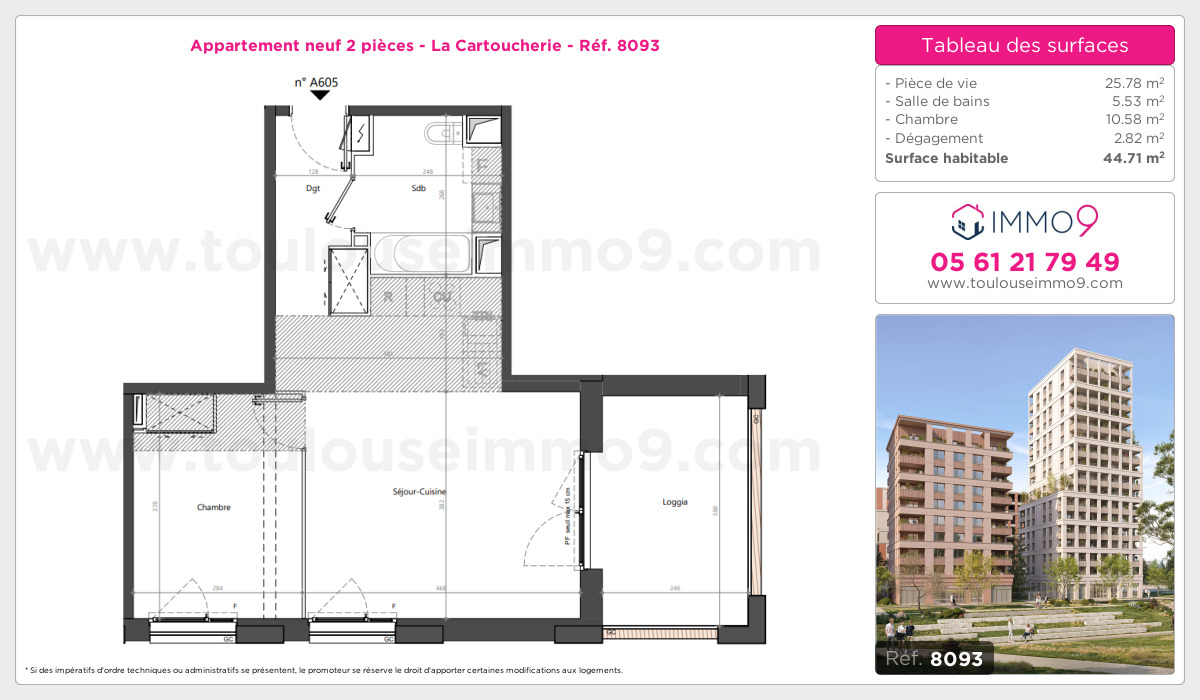 Plan et surfaces, Programme neuf Toulouse : Cartoucherie Référence n° 8093