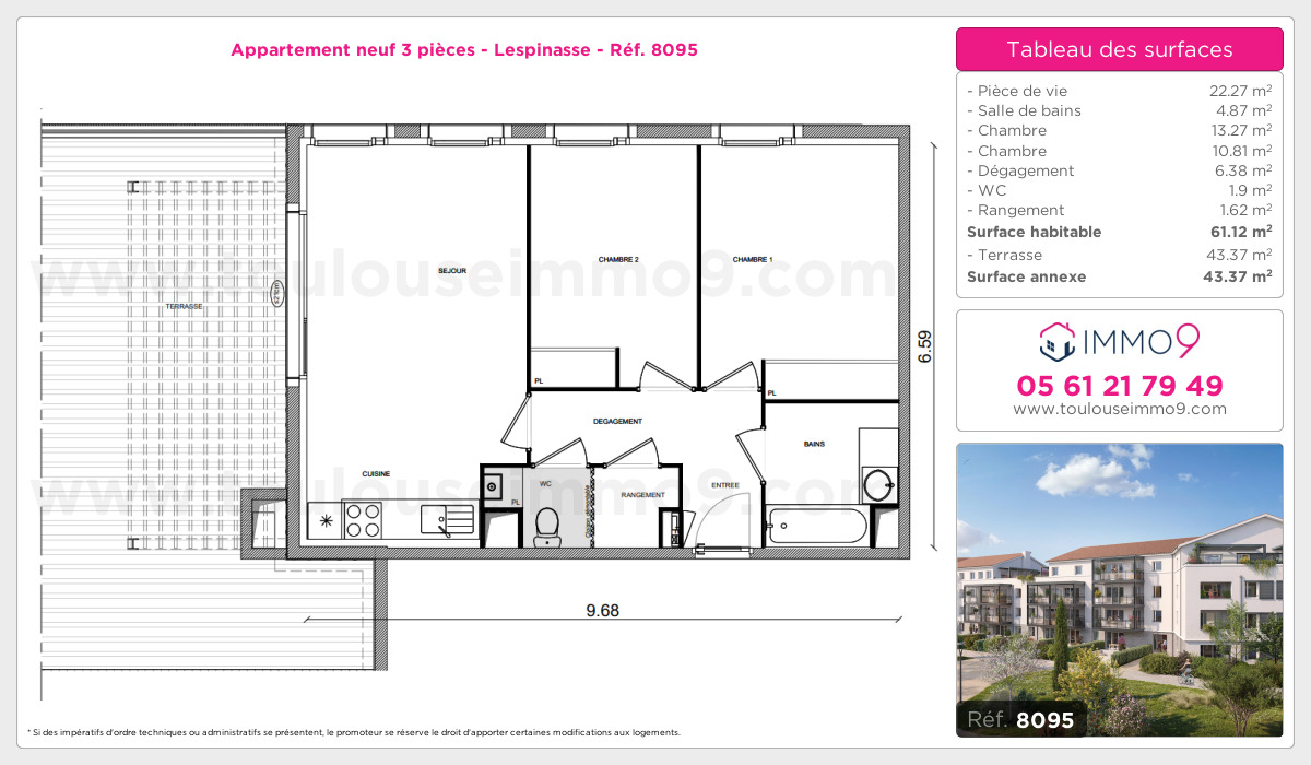 Plan et surfaces, Programme neuf Lespinasse Référence n° 8095