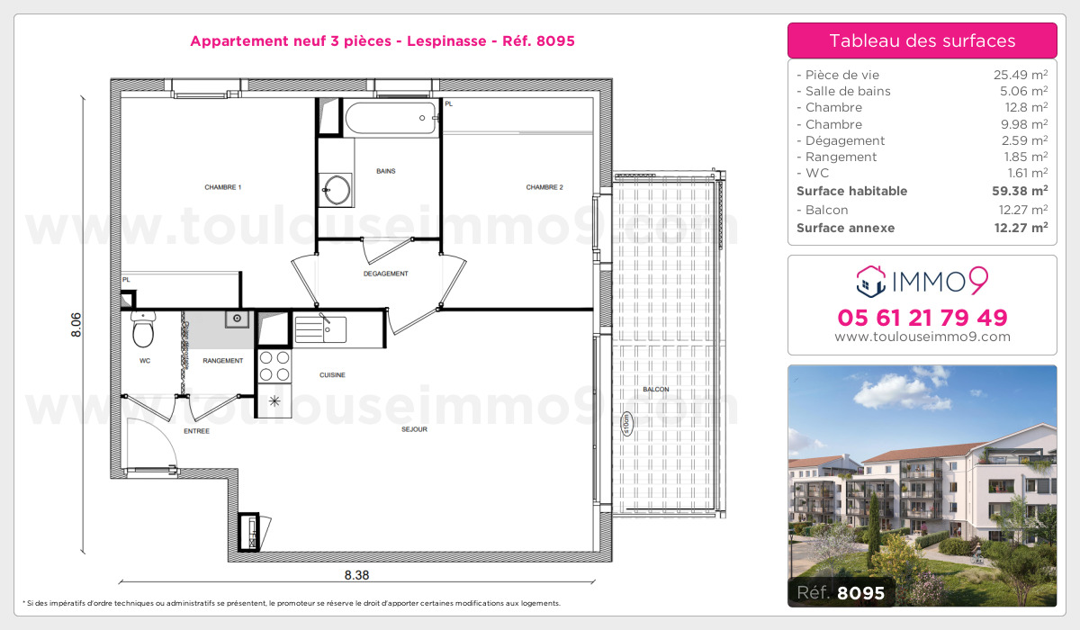 Plan et surfaces, Programme neuf Lespinasse Référence n° 8095