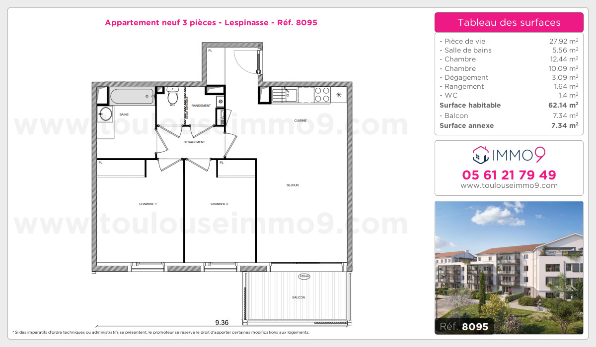 Plan et surfaces, Programme neuf Lespinasse Référence n° 8095