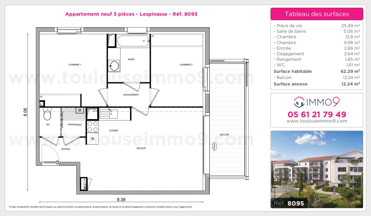 Plan et surfaces, Programme neuf Lespinasse Référence n° 8095