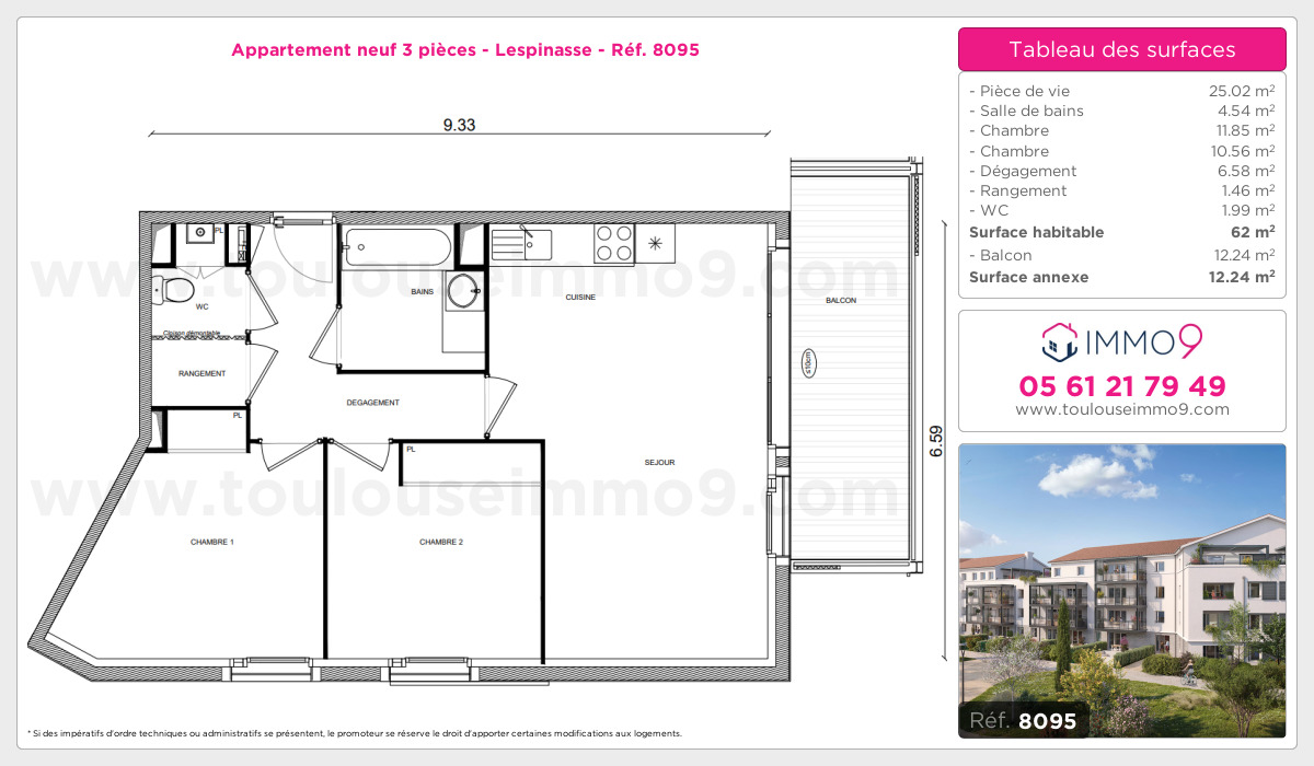 Plan et surfaces, Programme neuf Lespinasse Référence n° 8095