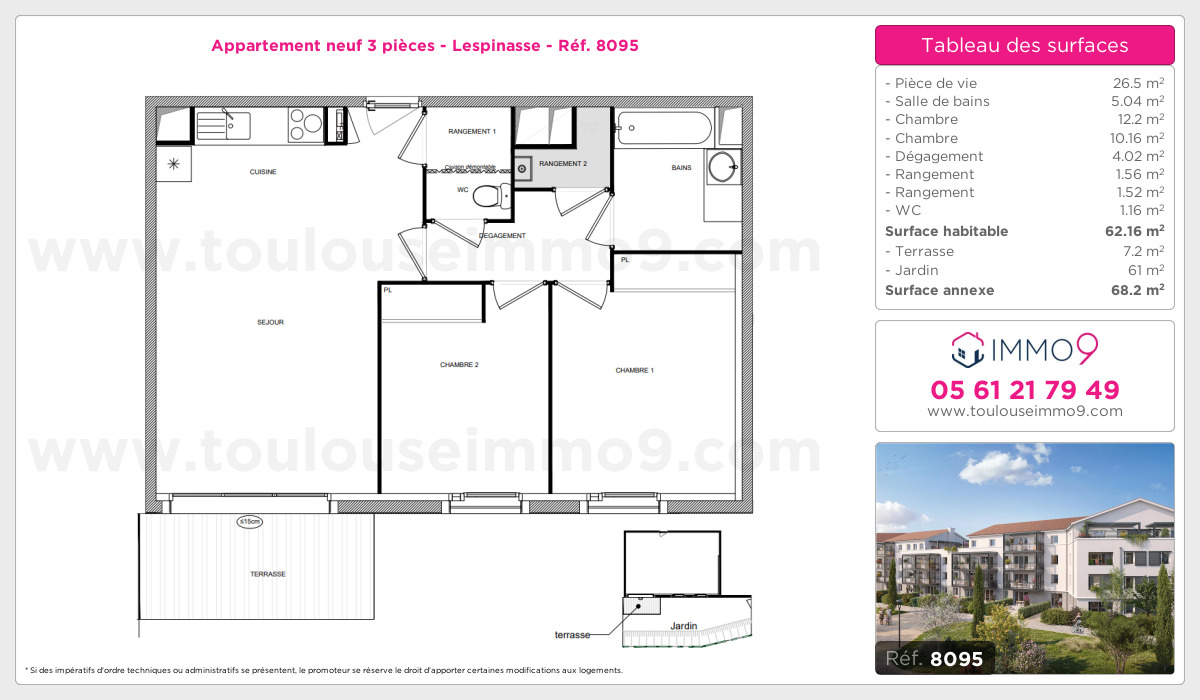 Plan et surfaces, Programme neuf Lespinasse Référence n° 8095