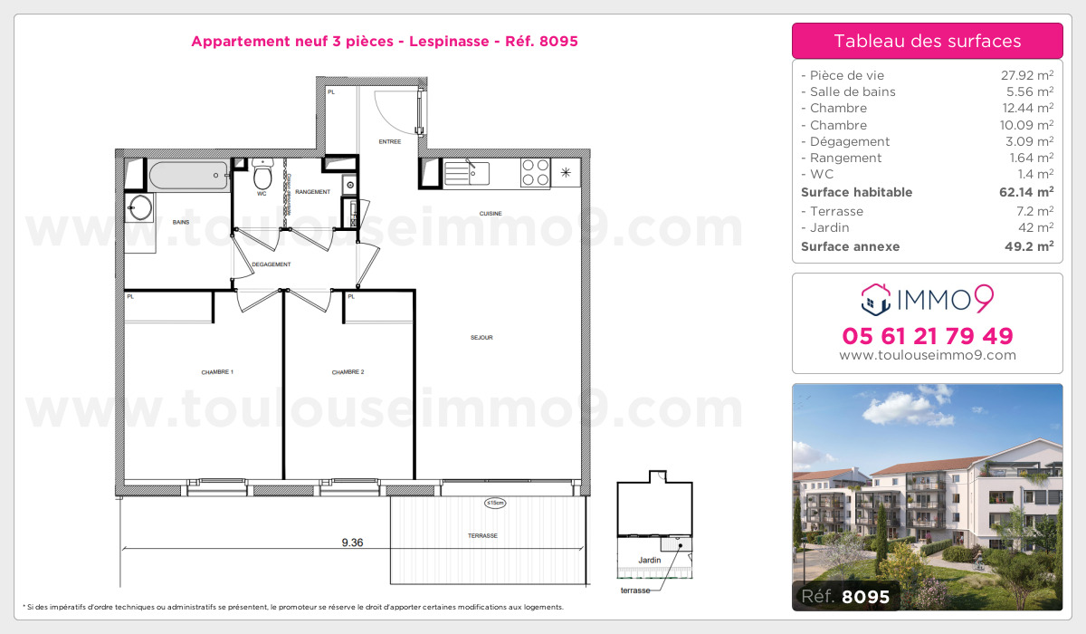 Plan et surfaces, Programme neuf Lespinasse Référence n° 8095