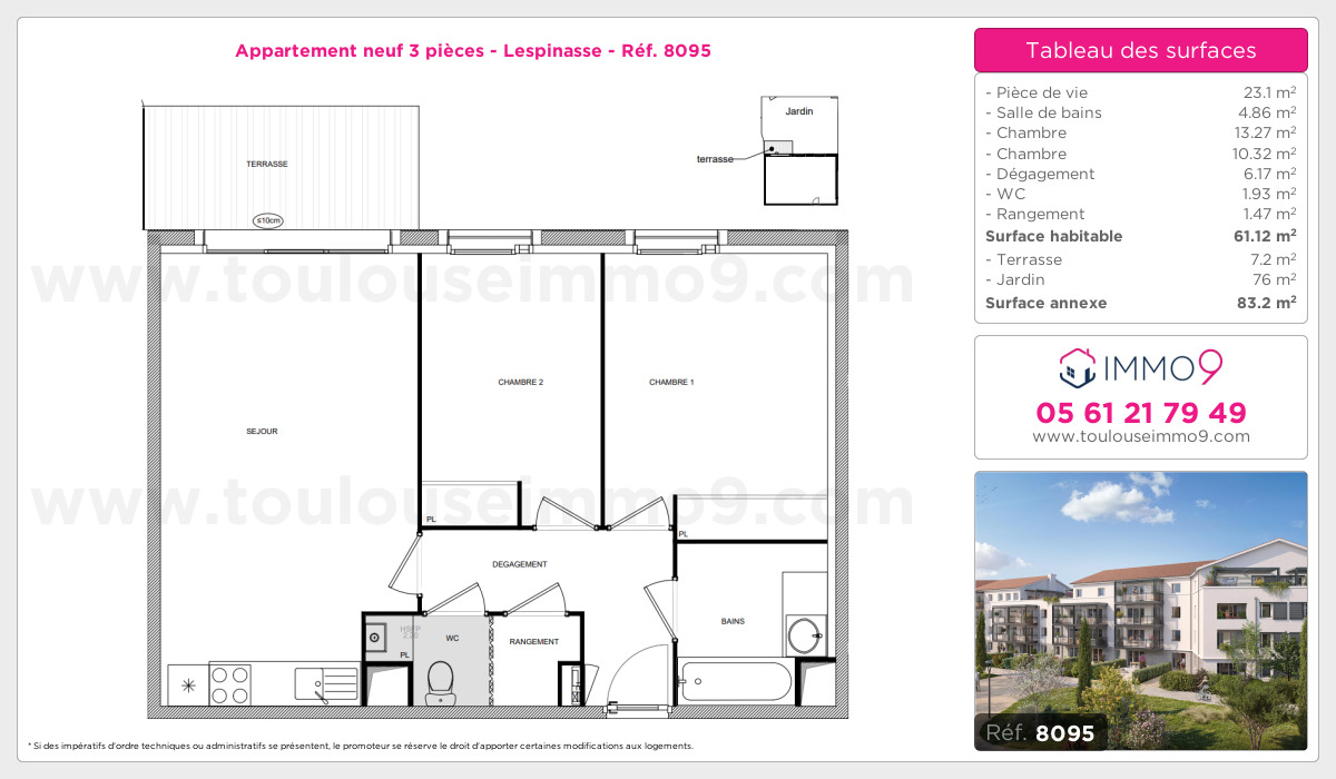 Plan et surfaces, Programme neuf Lespinasse Référence n° 8095