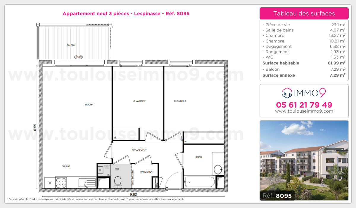 Plan et surfaces, Programme neuf Lespinasse Référence n° 8095
