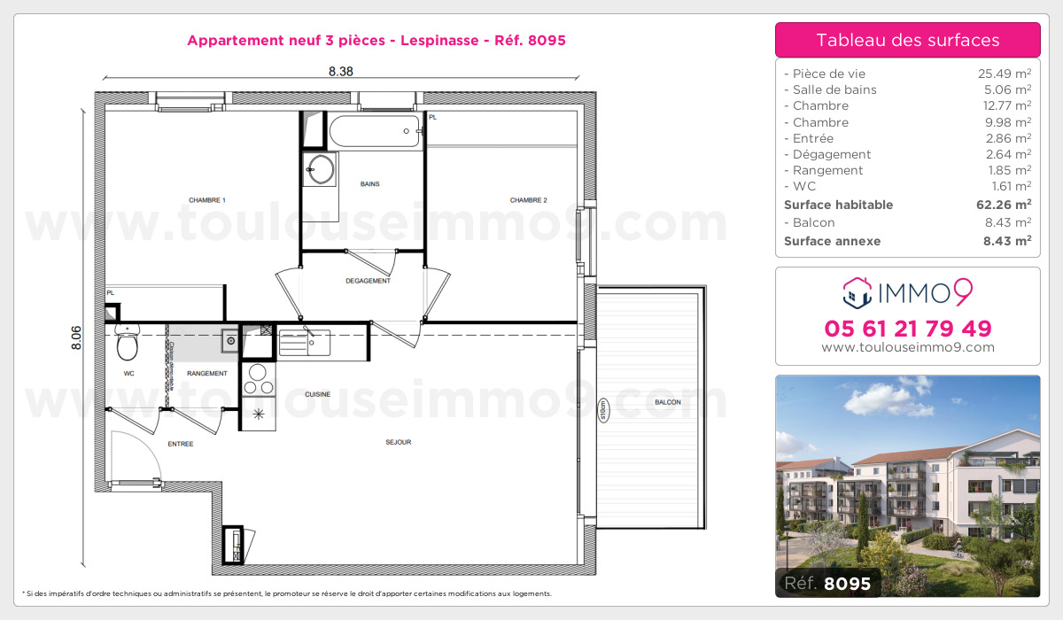 Plan et surfaces, Programme neuf Lespinasse Référence n° 8095