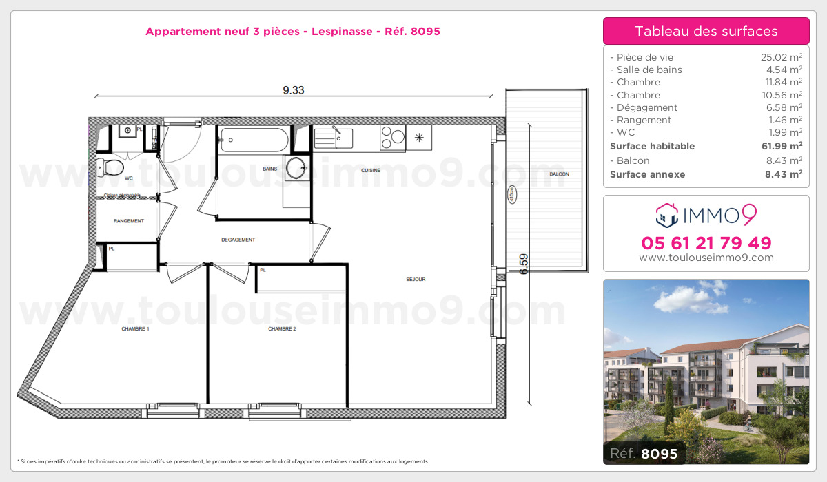Plan et surfaces, Programme neuf Lespinasse Référence n° 8095