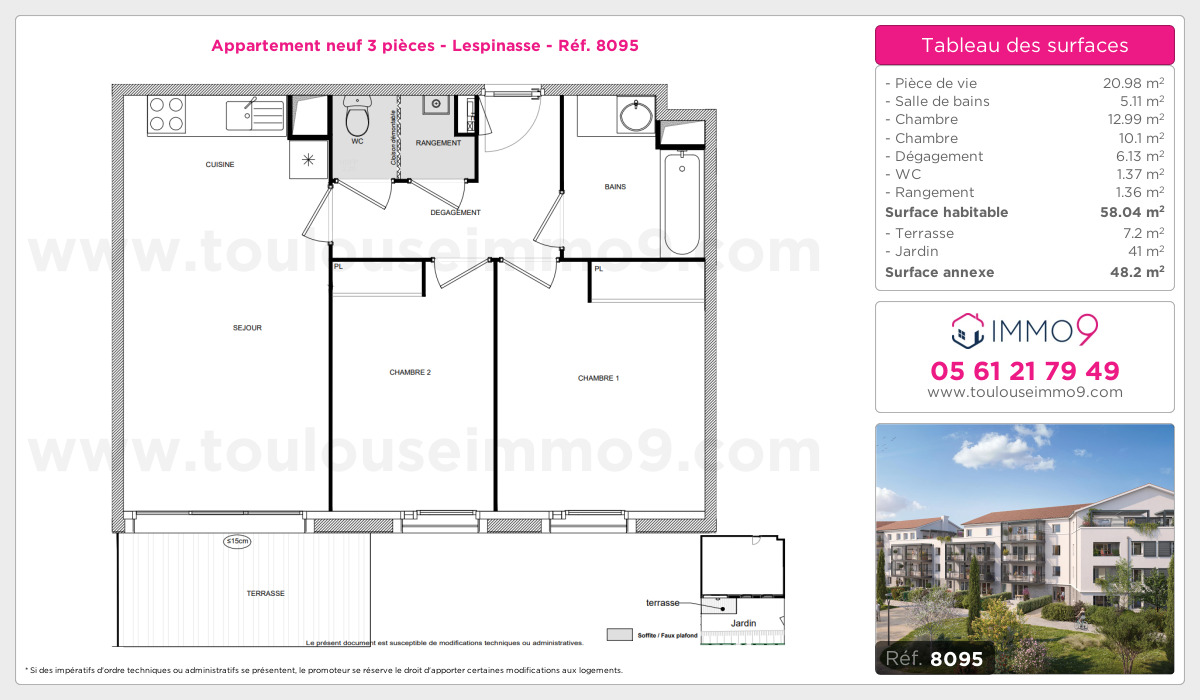 Plan et surfaces, Programme neuf Lespinasse Référence n° 8095