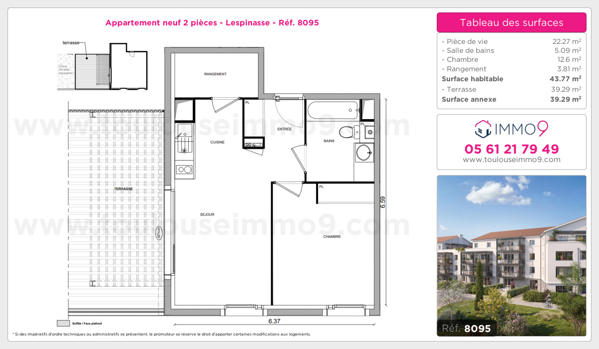Plan et surfaces, Programme neuf Lespinasse Référence n° 8095