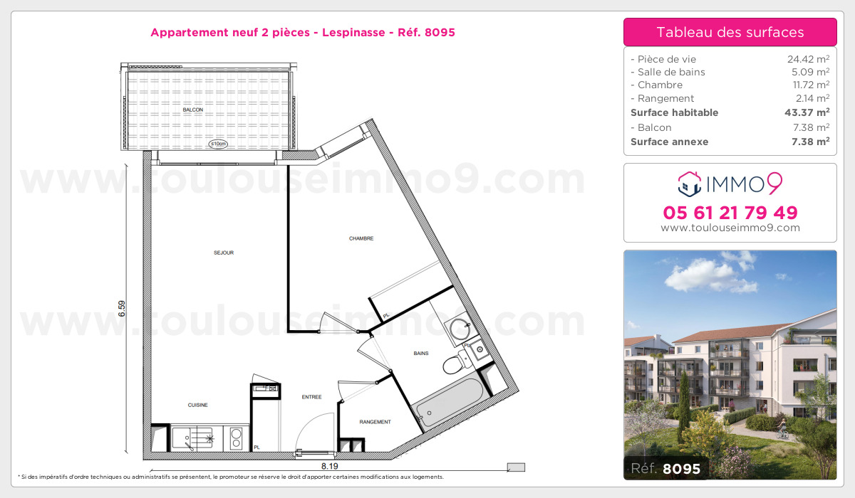 Plan et surfaces, Programme neuf Lespinasse Référence n° 8095