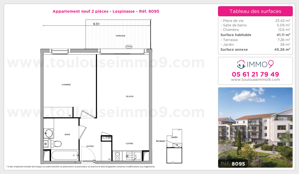 Plan et surfaces, Programme neuf Lespinasse Référence n° 8095