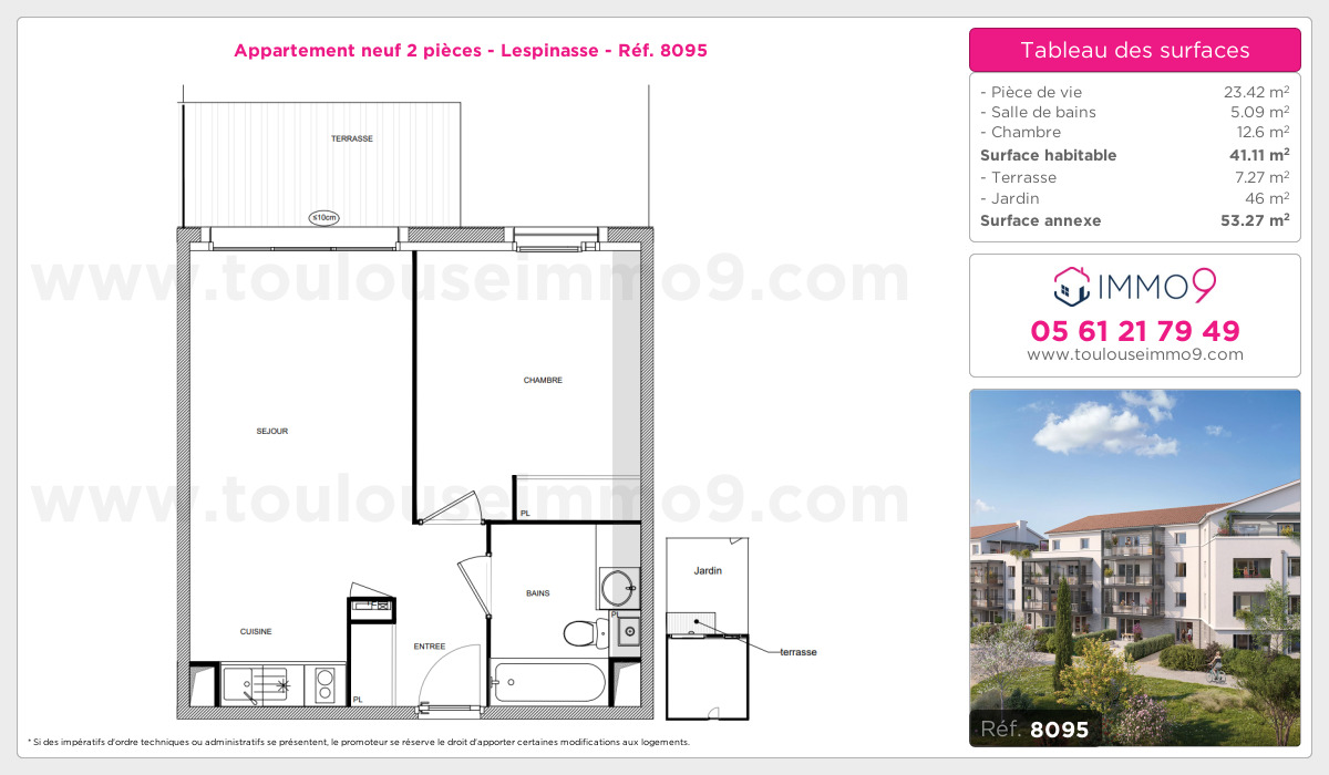 Plan et surfaces, Programme neuf Lespinasse Référence n° 8095