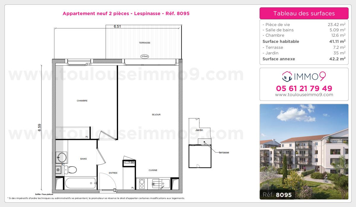 Plan et surfaces, Programme neuf Lespinasse Référence n° 8095