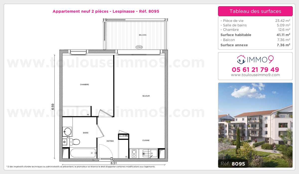 Plan et surfaces, Programme neuf Lespinasse Référence n° 8095