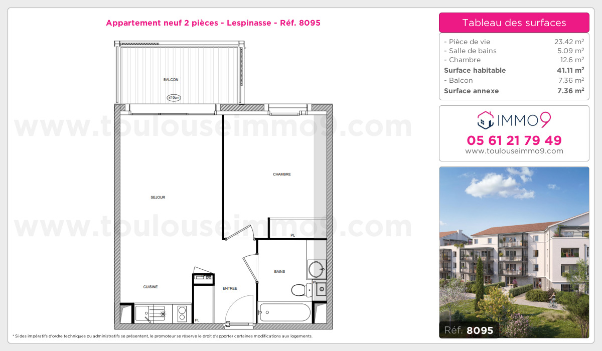 Plan et surfaces, Programme neuf Lespinasse Référence n° 8095
