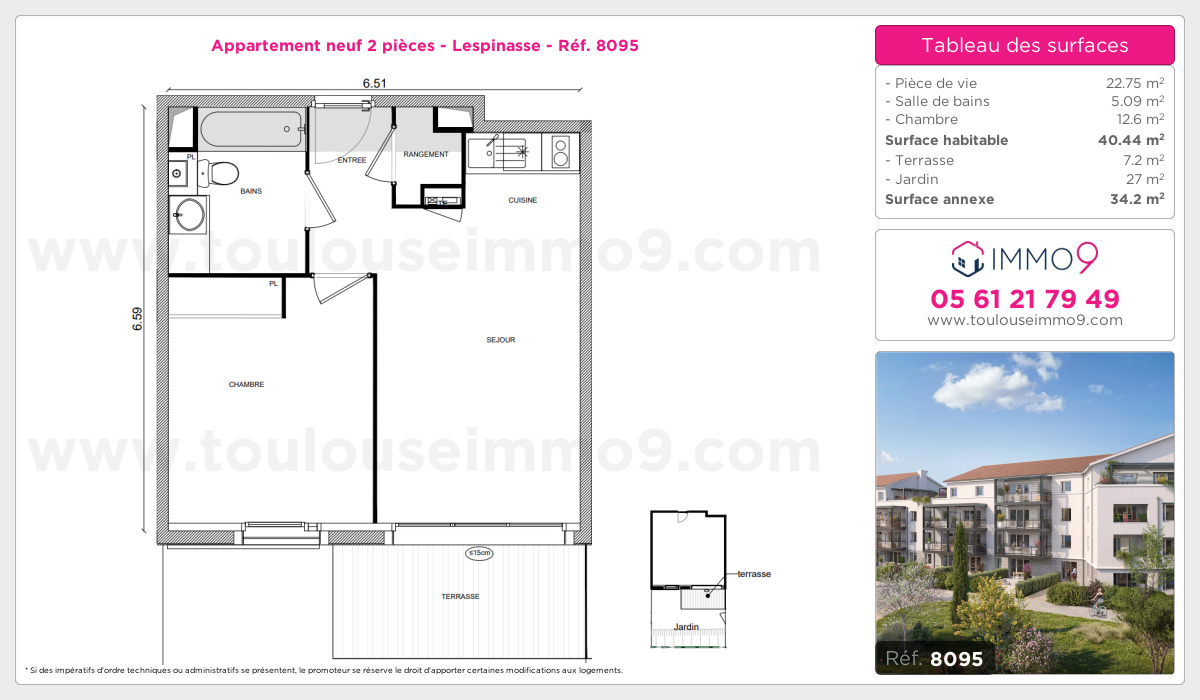 Plan et surfaces, Programme neuf Lespinasse Référence n° 8095